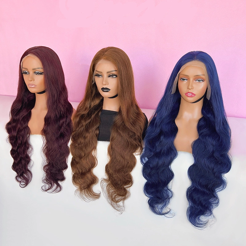 30inch Pre Colored Human Hair 13x6 Lace Frontal Wigs Body Wave